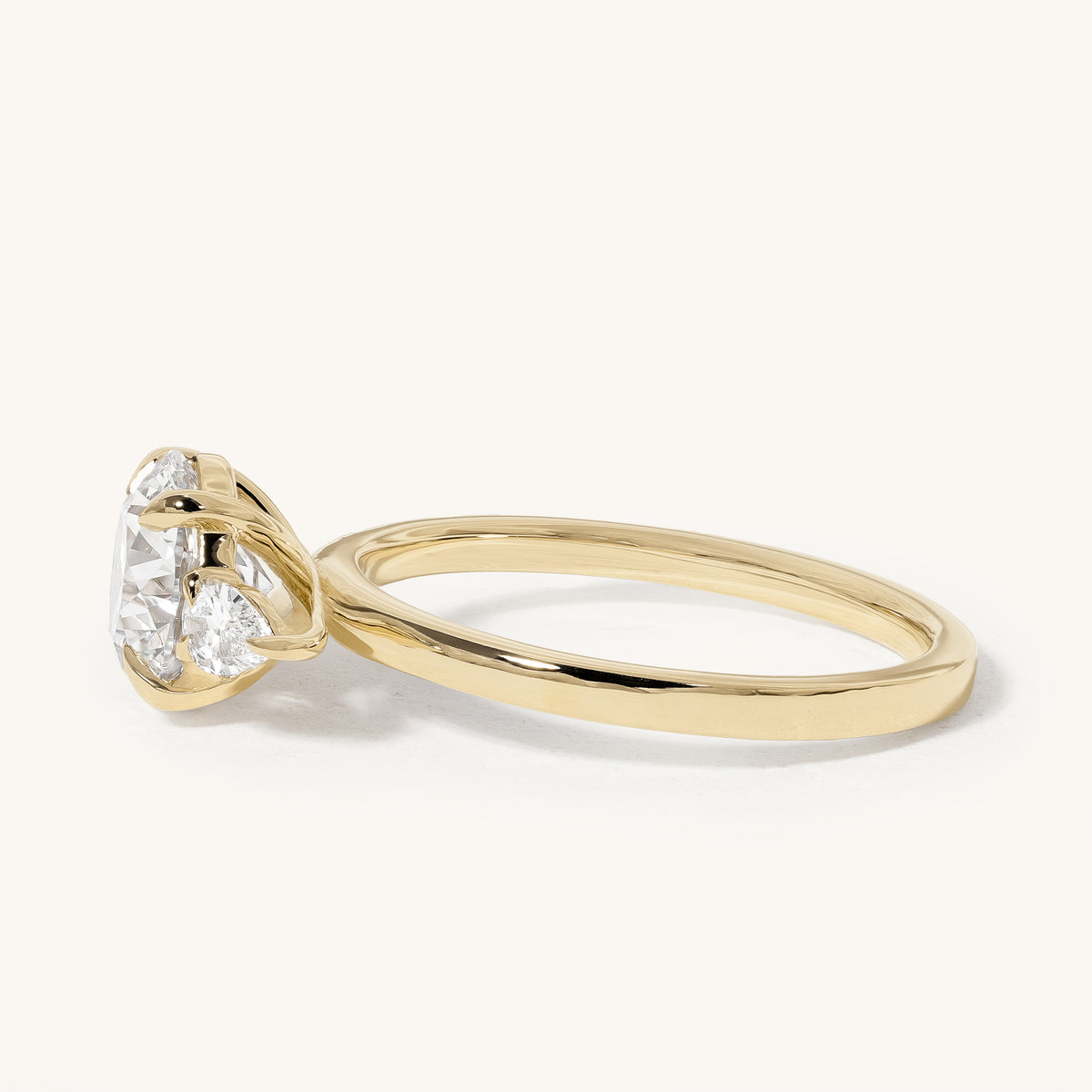1.51ct Round Claw Trilogy with Pear Side Stones Engagement Ring