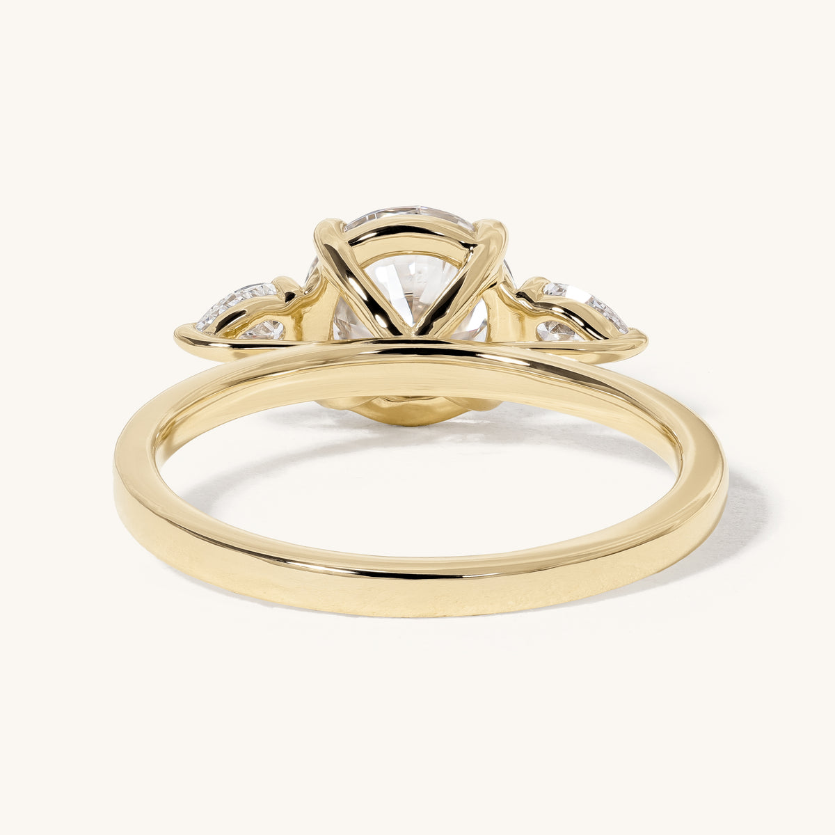 1.51ct Round Claw Trilogy with Pear Side Stones Engagement Ring