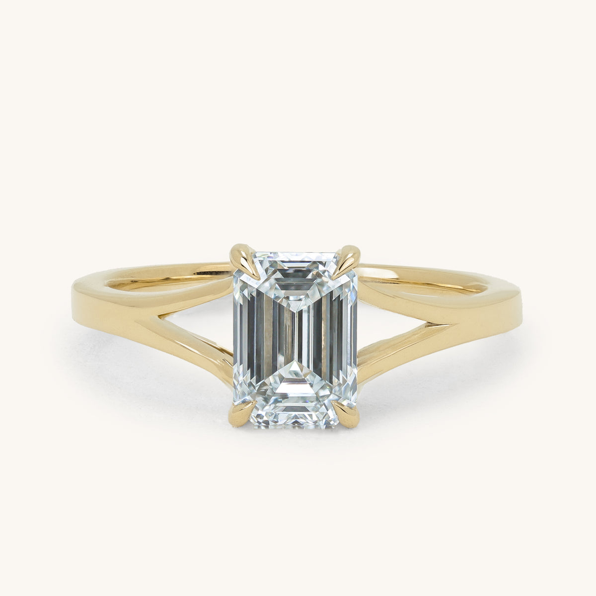 1.51ct Emerald Claw Solitaire with Split Shank Engagement Ring