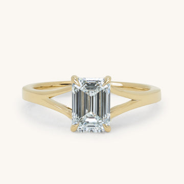 1.51ct Emerald Claw Solitaire with Split Shank Engagement Ring
