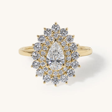 0.58ct Pear Claw Solitaire with Double Halo Engagement Ring