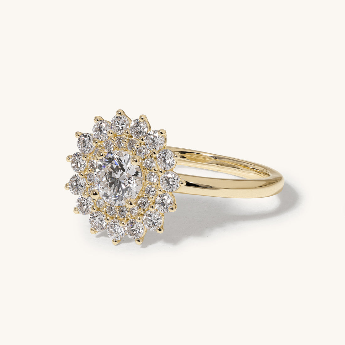 0.50ct Round Claw Solitaire with Double Halo Engagement Ring